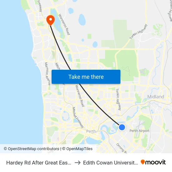 Hardey Rd After Great Eastern Hwy to Edith Cowan University (ECU) map
