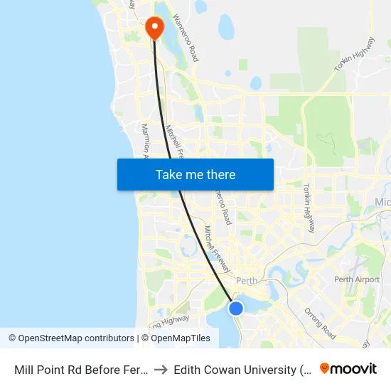 Mill Point Rd Before Ferry St to Edith Cowan University (ECU) map