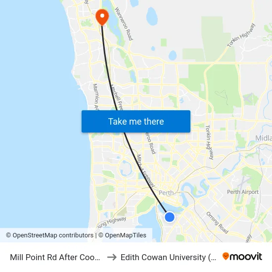 Mill Point Rd After Coode St to Edith Cowan University (ECU) map
