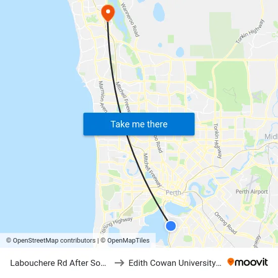 Labouchere Rd After South Tce to Edith Cowan University (ECU) map