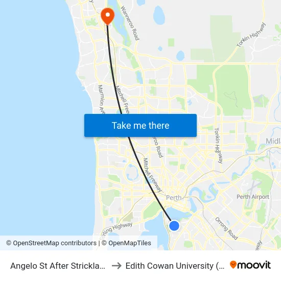 Angelo St After Strickland St to Edith Cowan University (ECU) map