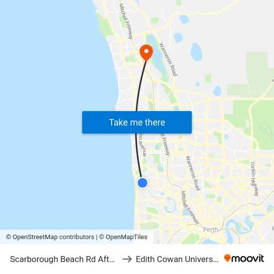 Scarborough Beach Rd After Joyce St to Edith Cowan University (ECU) map