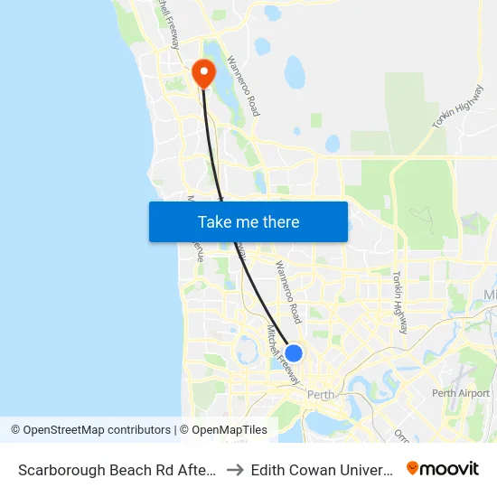 Scarborough Beach Rd After Flinders St to Edith Cowan University (ECU) map
