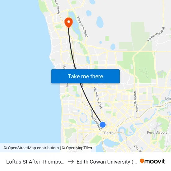 Loftus St After Thompson St to Edith Cowan University (ECU) map