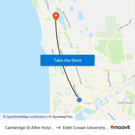 Cambridge St After Holyrood St to Edith Cowan University (ECU) map