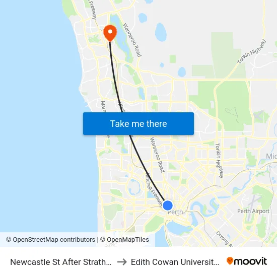 Newcastle St After Strathcona St to Edith Cowan University (ECU) map
