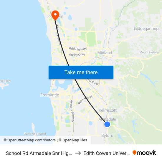 School Rd Armadale Snr High Sch Stand 2 to Edith Cowan University (ECU) map