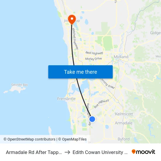 Armadale Rd After Tapper Rd to Edith Cowan University (ECU) map