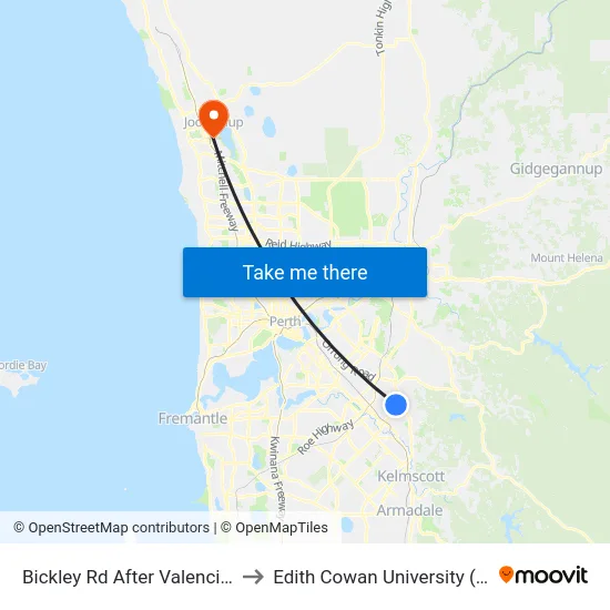 Bickley Rd After Valencia Wy to Edith Cowan University (ECU) map