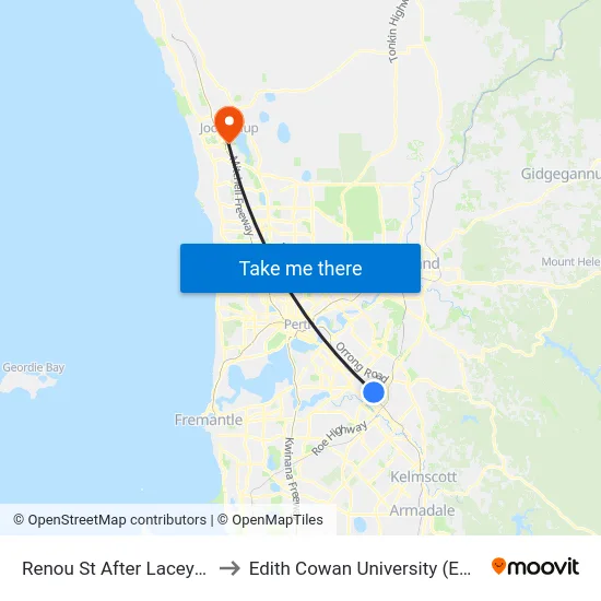 Renou St After Lacey St to Edith Cowan University (ECU) map