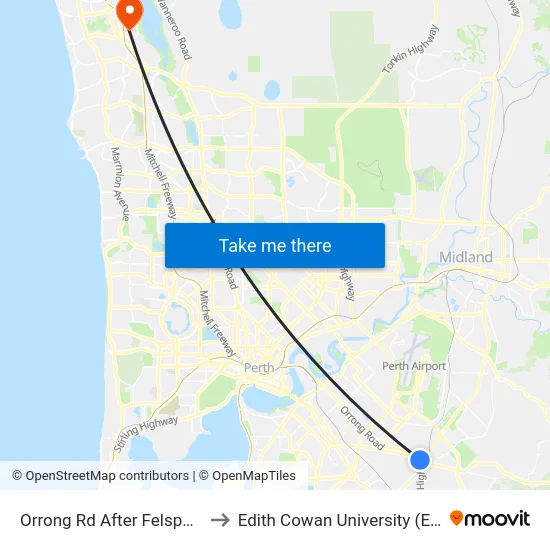 Orrong Rd After Felspar St to Edith Cowan University (ECU) map
