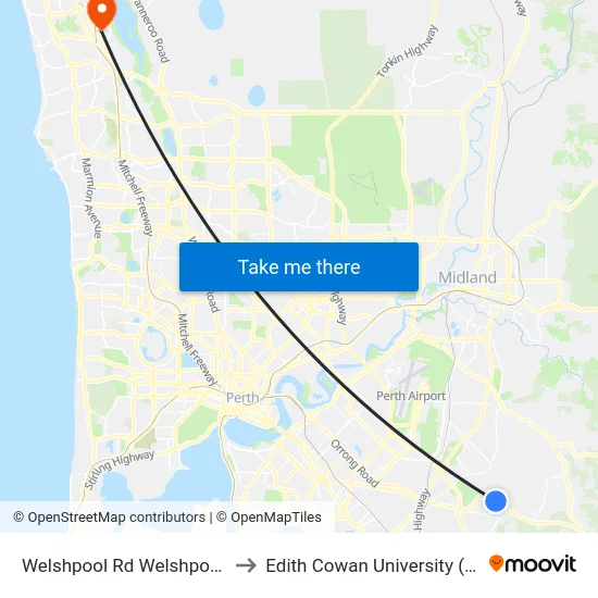 Welshpool Rd Welshpool Rd to Edith Cowan University (ECU) map