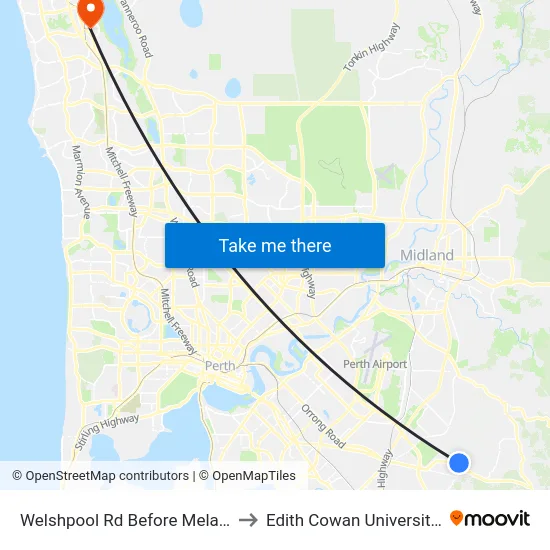 Welshpool Rd Before Melaleuca Rd to Edith Cowan University (ECU) map