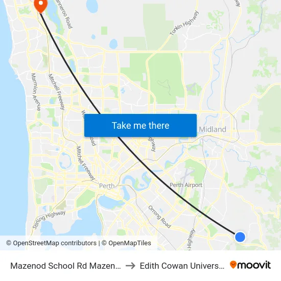 Mazenod School Rd Mazenod College to Edith Cowan University (ECU) map