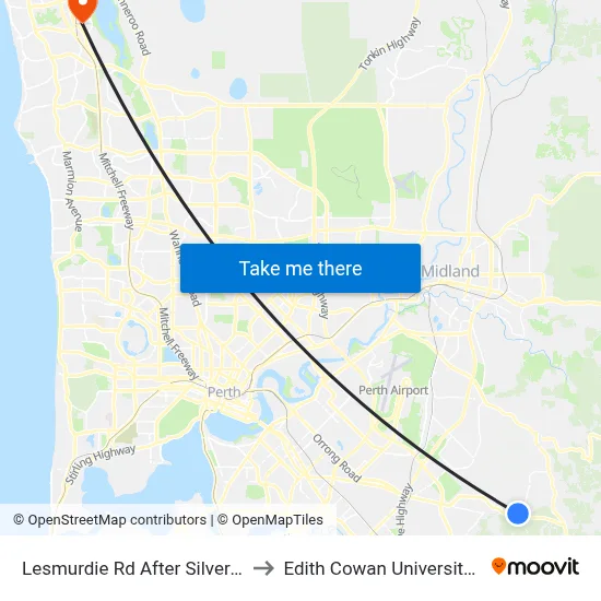 Lesmurdie Rd After Silverdale Rd to Edith Cowan University (ECU) map