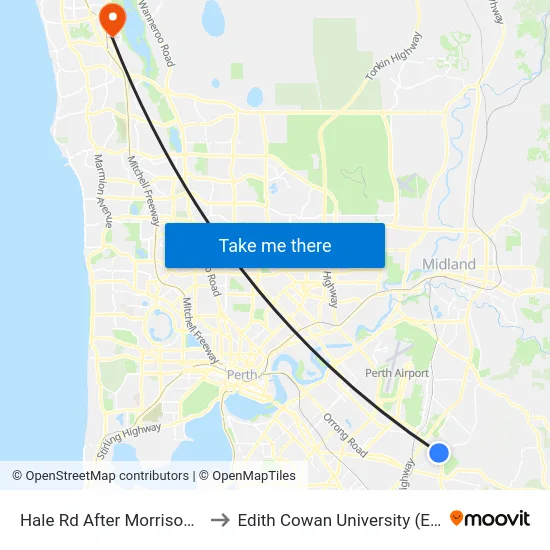Hale Rd After Morrison Rd to Edith Cowan University (ECU) map