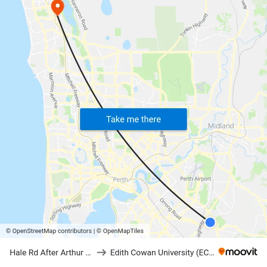 Hale Rd After Arthur Rd to Edith Cowan University (ECU) map