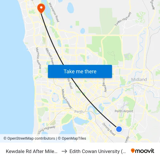 Kewdale Rd After Miles Rd to Edith Cowan University (ECU) map