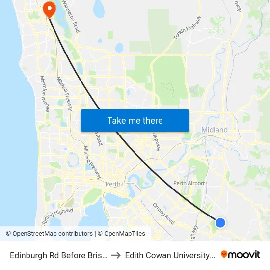 Edinburgh Rd Before Bristol Wy to Edith Cowan University (ECU) map