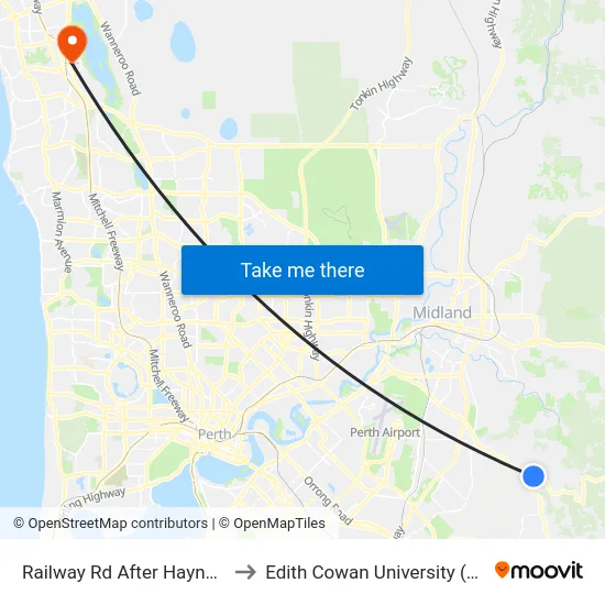 Railway Rd After Haynes St to Edith Cowan University (ECU) map