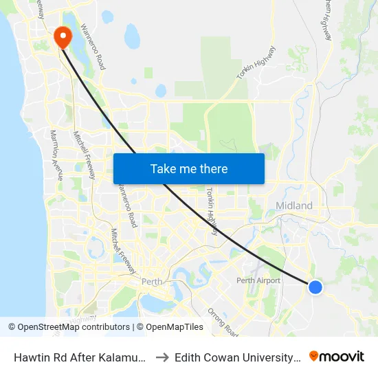 Hawtin Rd After Kalamunda Rd to Edith Cowan University (ECU) map