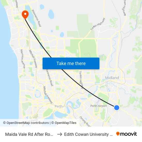 Maida Vale Rd After Roe Hwy to Edith Cowan University (ECU) map