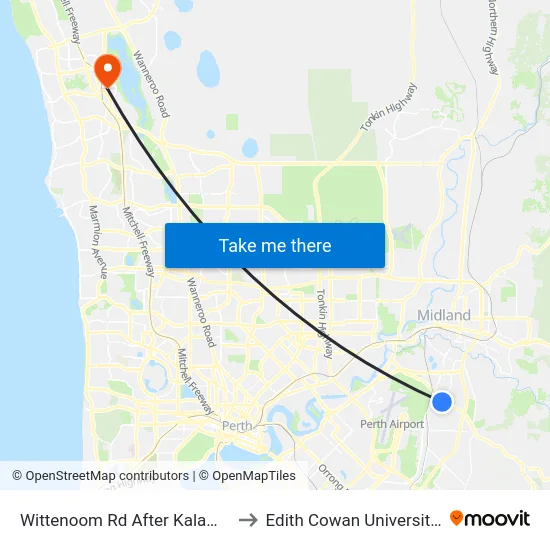 Wittenoom Rd After Kalamunda Rd to Edith Cowan University (ECU) map
