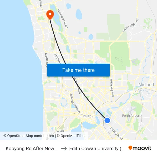 Kooyong Rd After Newey St to Edith Cowan University (ECU) map