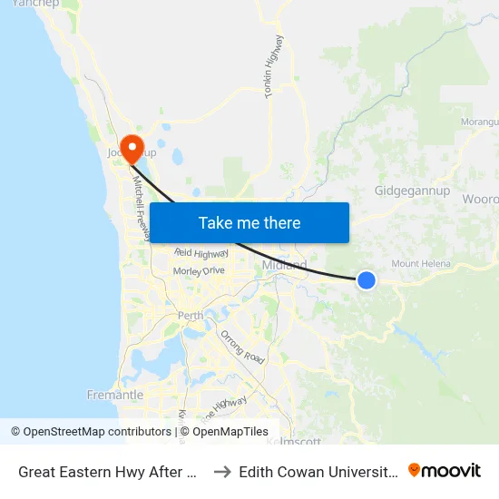Great Eastern Hwy After Weller Rd to Edith Cowan University (ECU) map