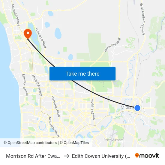 Morrison Rd After Ewart St to Edith Cowan University (ECU) map