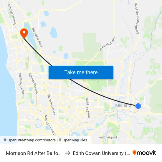 Morrison Rd After Balfour Rd to Edith Cowan University (ECU) map