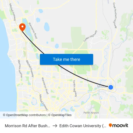 Morrison Rd After Bushby St to Edith Cowan University (ECU) map
