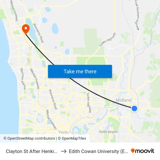 Clayton St After Henkin St to Edith Cowan University (ECU) map