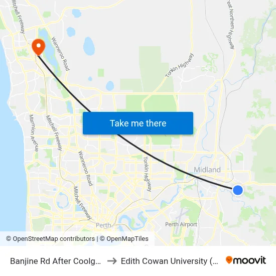 Banjine Rd After Coolga Rd to Edith Cowan University (ECU) map