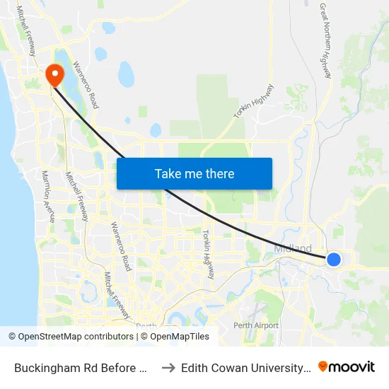 Buckingham Rd Before Weld Rd to Edith Cowan University (ECU) map