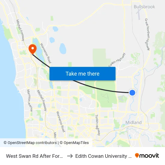 West Swan Rd After Forest Rd to Edith Cowan University (ECU) map