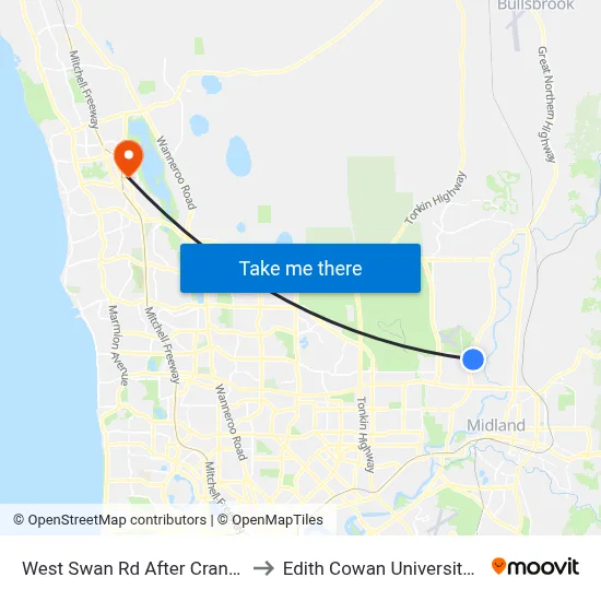 West Swan Rd After Cranleigh St to Edith Cowan University (ECU) map