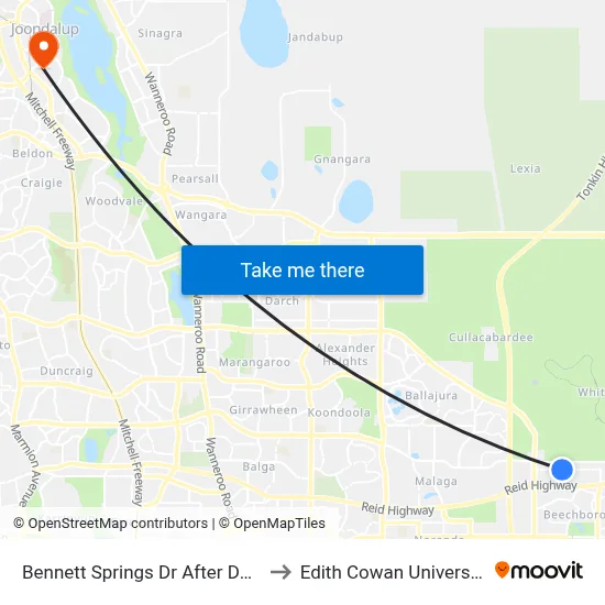 Bennett Springs Dr After Domatia Bvd to Edith Cowan University (ECU) map