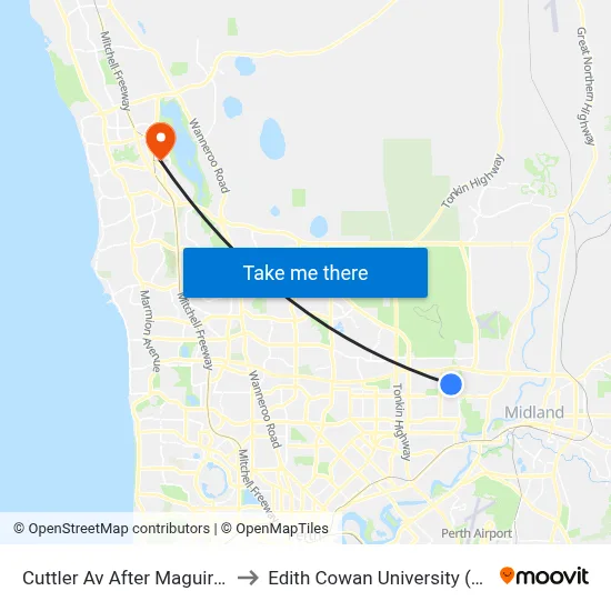 Cuttler Av After Maguire Av to Edith Cowan University (ECU) map