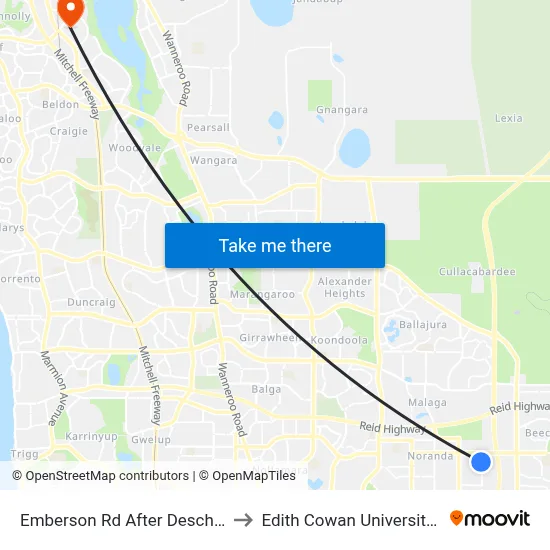 Emberson Rd After Deschamp Rd to Edith Cowan University (ECU) map