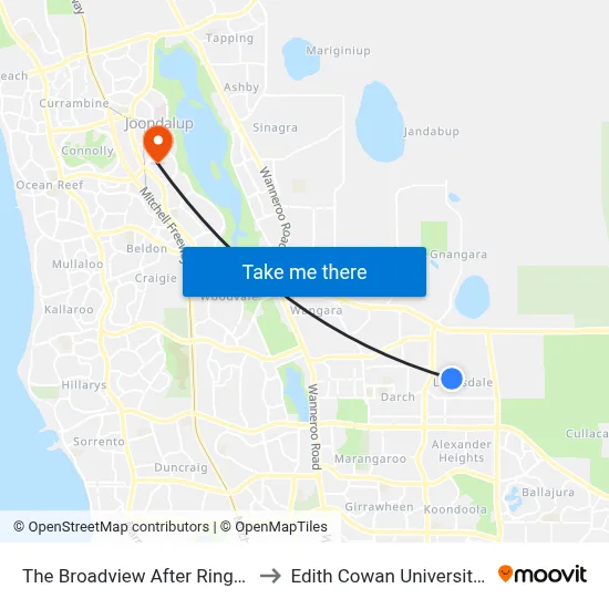 The Broadview   After Ringrose Hts to Edith Cowan University (ECU) map