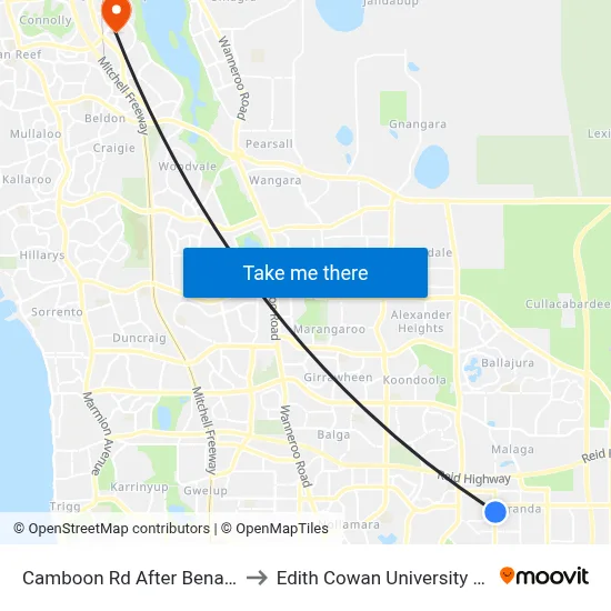 Camboon Rd After Benara Rd to Edith Cowan University (ECU) map