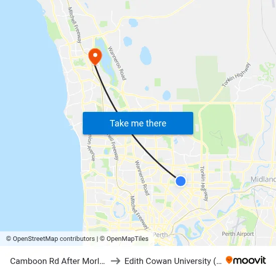 Camboon Rd After Morley Rd to Edith Cowan University (ECU) map