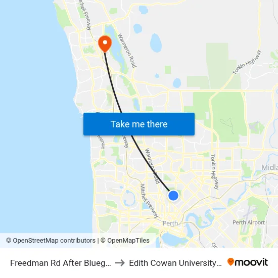 Freedman Rd After Bluegum Av to Edith Cowan University (ECU) map