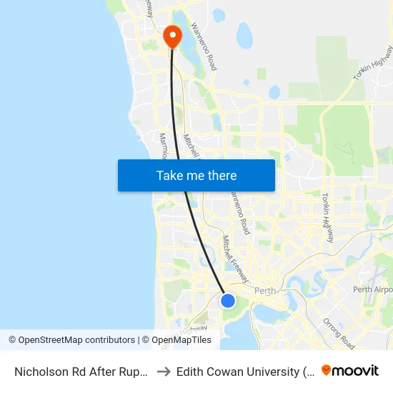 Nicholson Rd After Rupert St to Edith Cowan University (ECU) map