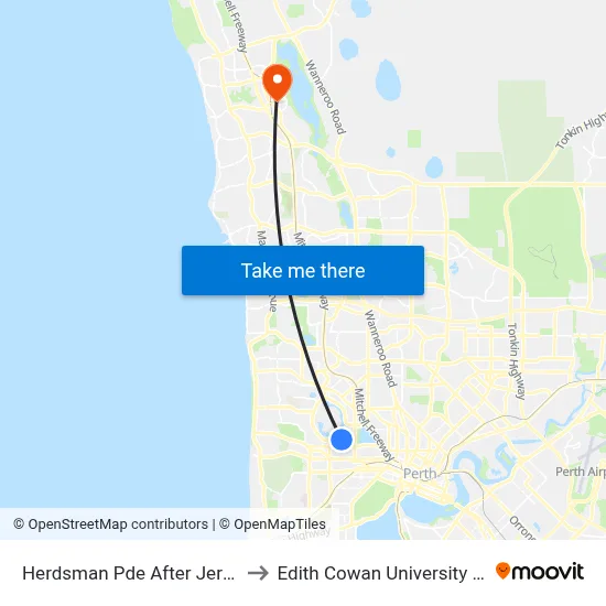 Herdsman Pde After Jersey St to Edith Cowan University (ECU) map