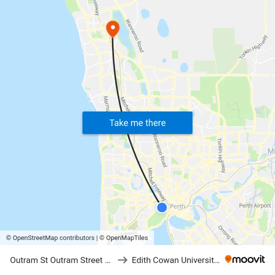 Outram St Outram Street Cat Id 93 to Edith Cowan University (ECU) map