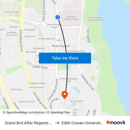Grand Bvd After Regents Park Rd to Edith Cowan University (ECU) map