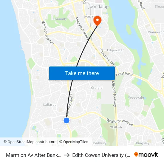 Marmion Av After Banks Av to Edith Cowan University (ECU) map