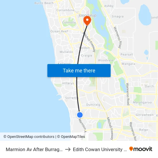 Marmion Av After Burragah Wy to Edith Cowan University (ECU) map